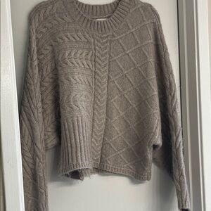 Abercrombie & Fitch Textured Knit Cable Sweater in Brown